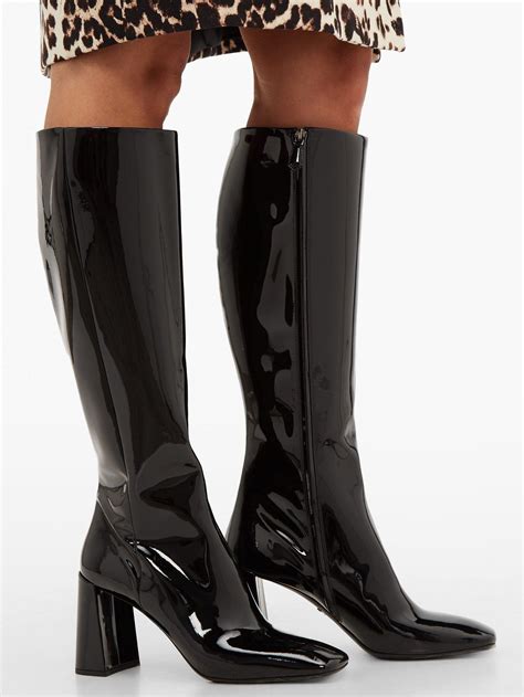 black patent leather prada boots|prada genuine leather boots.